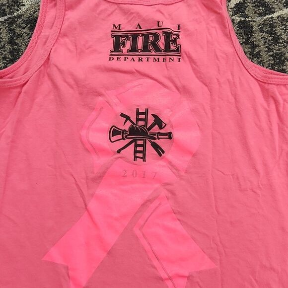 Maui Fire Rescue Hawaii Breast Cancer 2017 Tank Top L - Picture 4 of 5